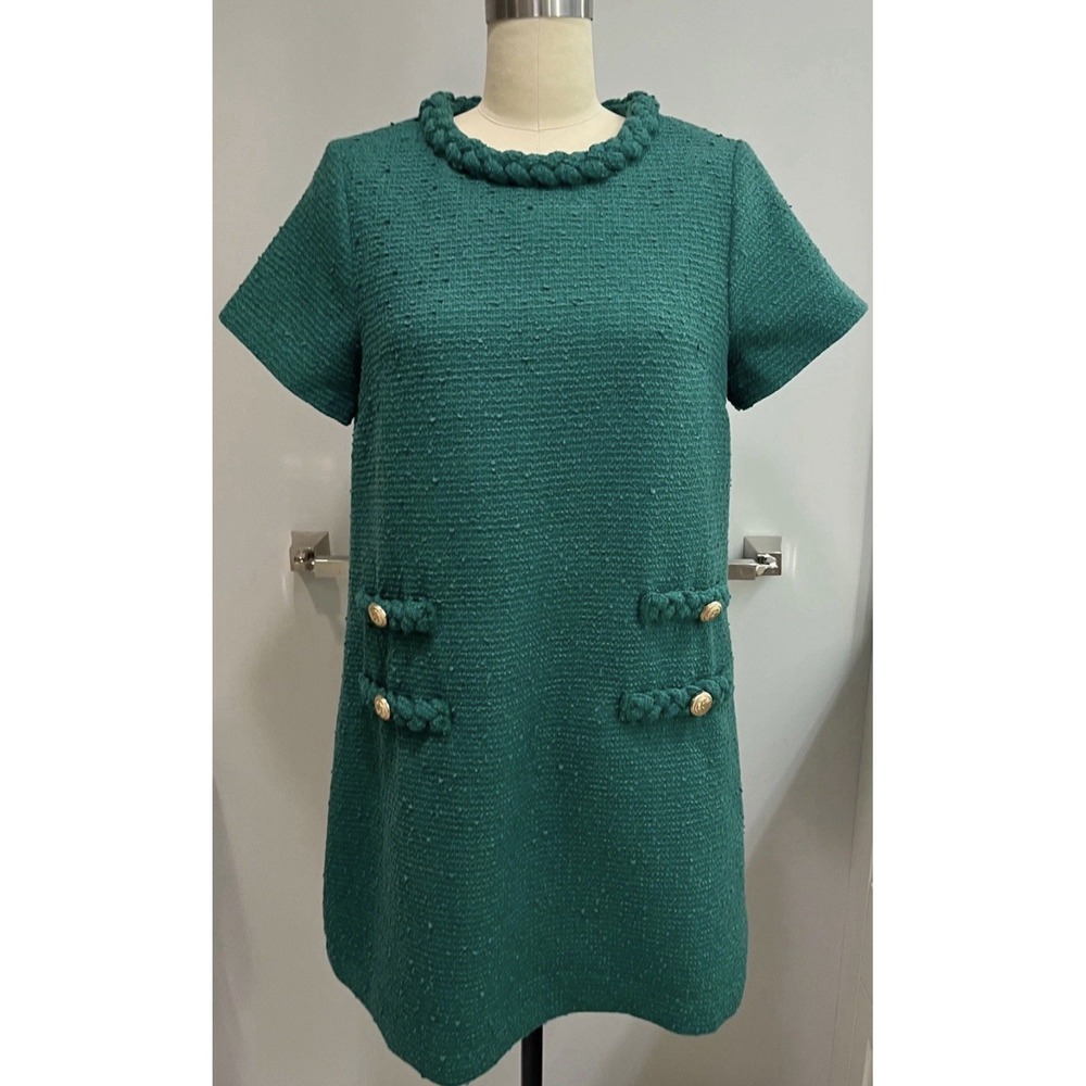 TUCKERNUCK Green Tweed Jackie Dress, Size L